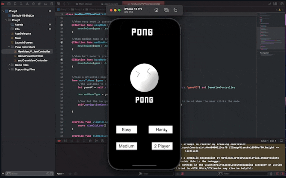 Swift Pong Game